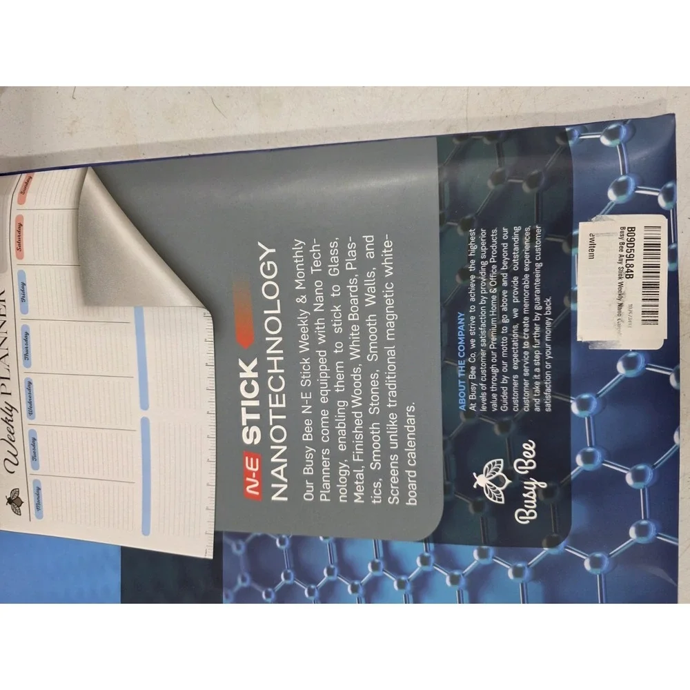Busy Bee Peal And Stick Weekly Planner Nanotechnology Sticks To Any Flat Surface
